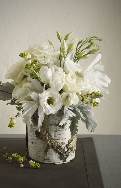 White Wedding Arrangements. This beautiful white and green